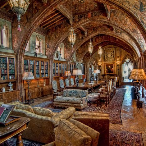 Hearst castle - A dining and library room in the Hearst castle mansion