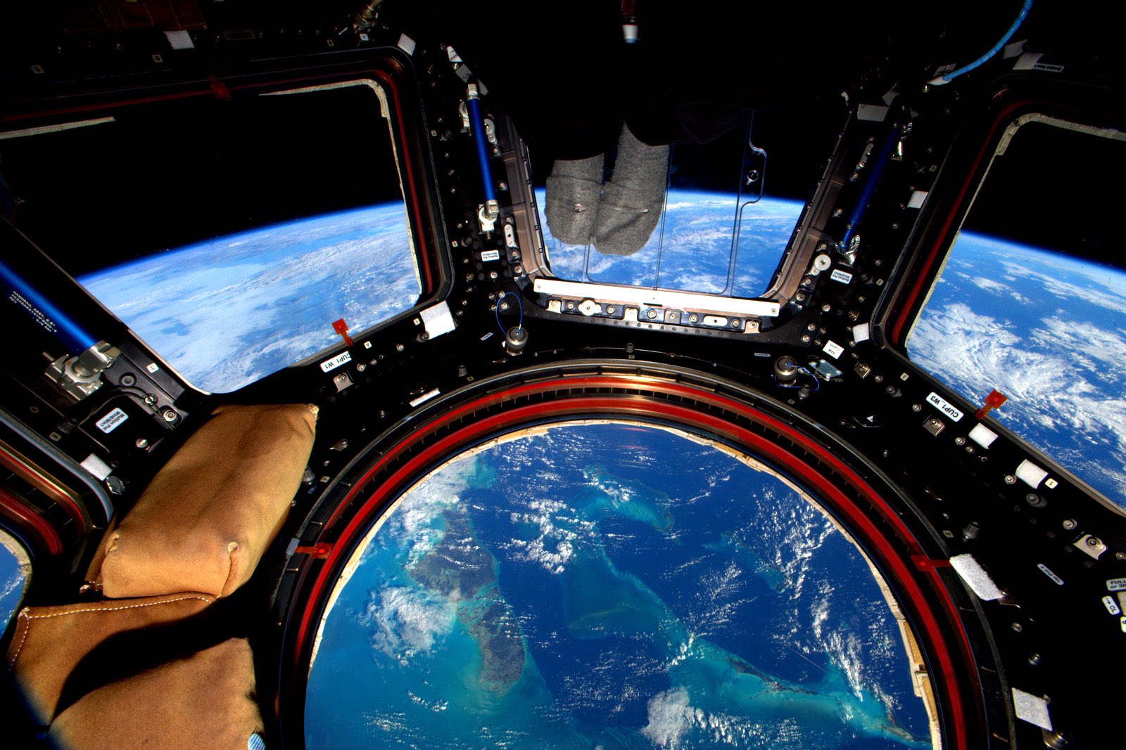 ISS Cupola - View of Earth from space in the ISS module Cupola