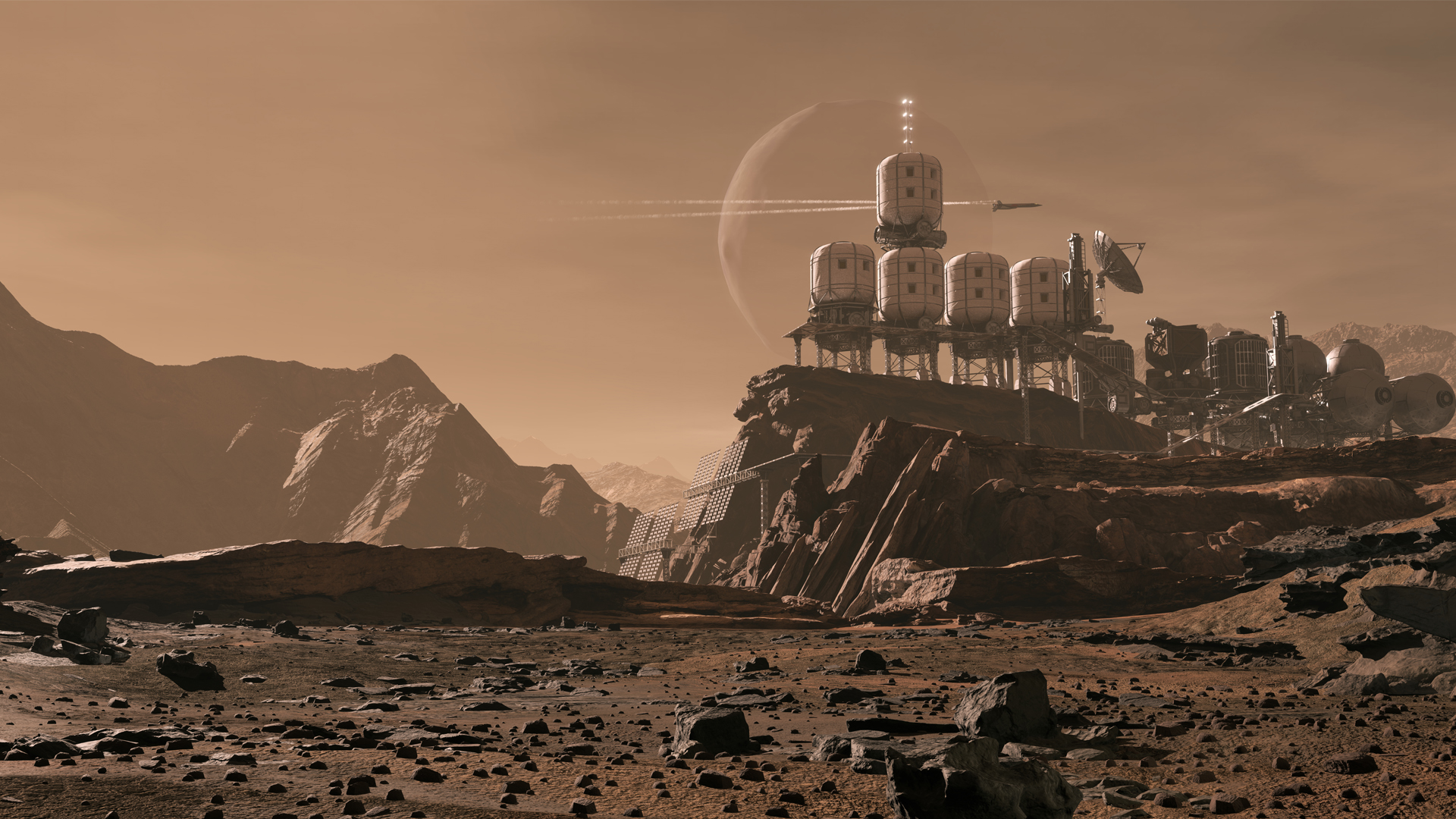 Kerbal Space Program 2 - Kerbal sci fi computer game landscape