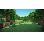 Minecraft - Daytime minecraft landscape with trees and grass