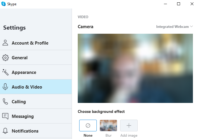 Skype background settings